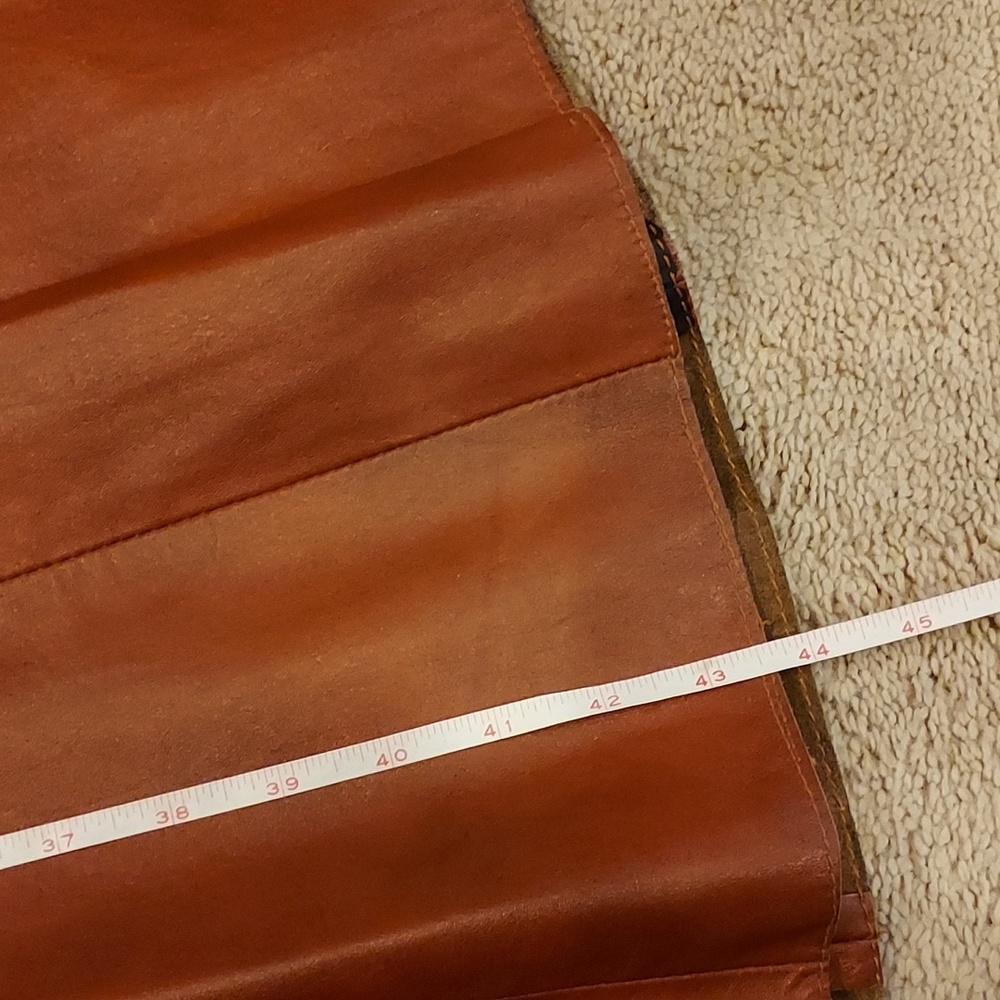 Ladies Brown Leather Long Coat - Picture 12 of 14